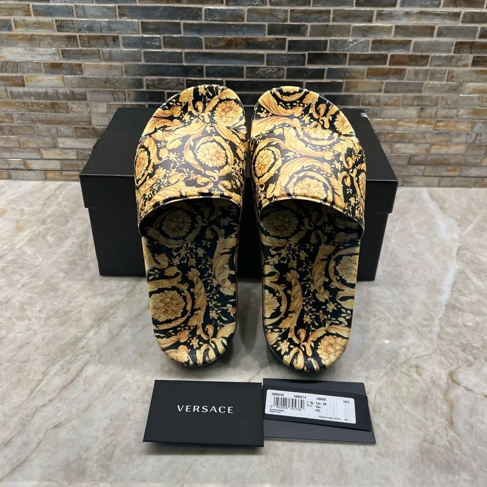 Versace Baroque Printed Slide Sandal - Picture 4 of 11
